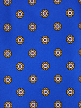 VANNY Electric Blue Printed Silk 3 Fold Tie